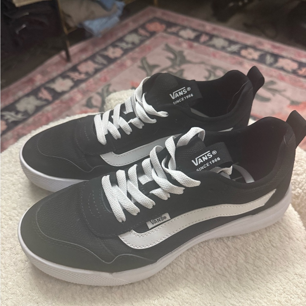 Vans Ultrarange Black and White Low-Profile Skate Sneakers